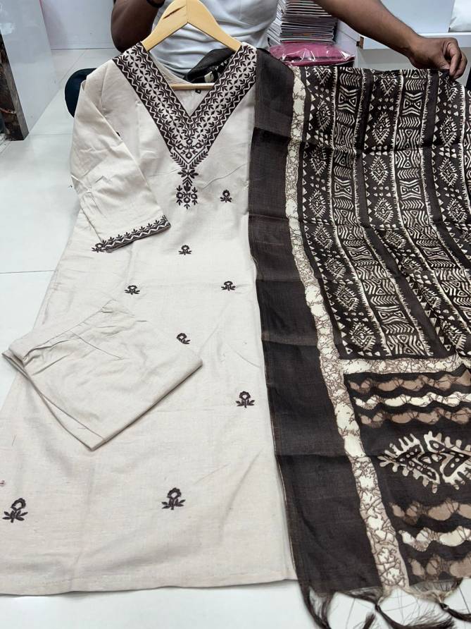 Vt Designer Designer Khadi Cotton Kurti With Bottom Dupatta Wholesale Shop In Surat
